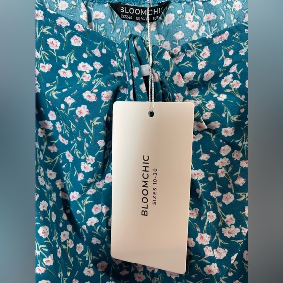 NWT BloomChic Floral Ruched Pocket Flutter Drawstring Knee Dress Size 22/24 - Picture 10 of 11